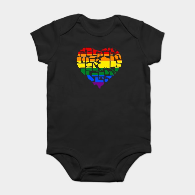Gay Pride in all US States - Gay Rights Baby Bodysuit by Yesteeyear
